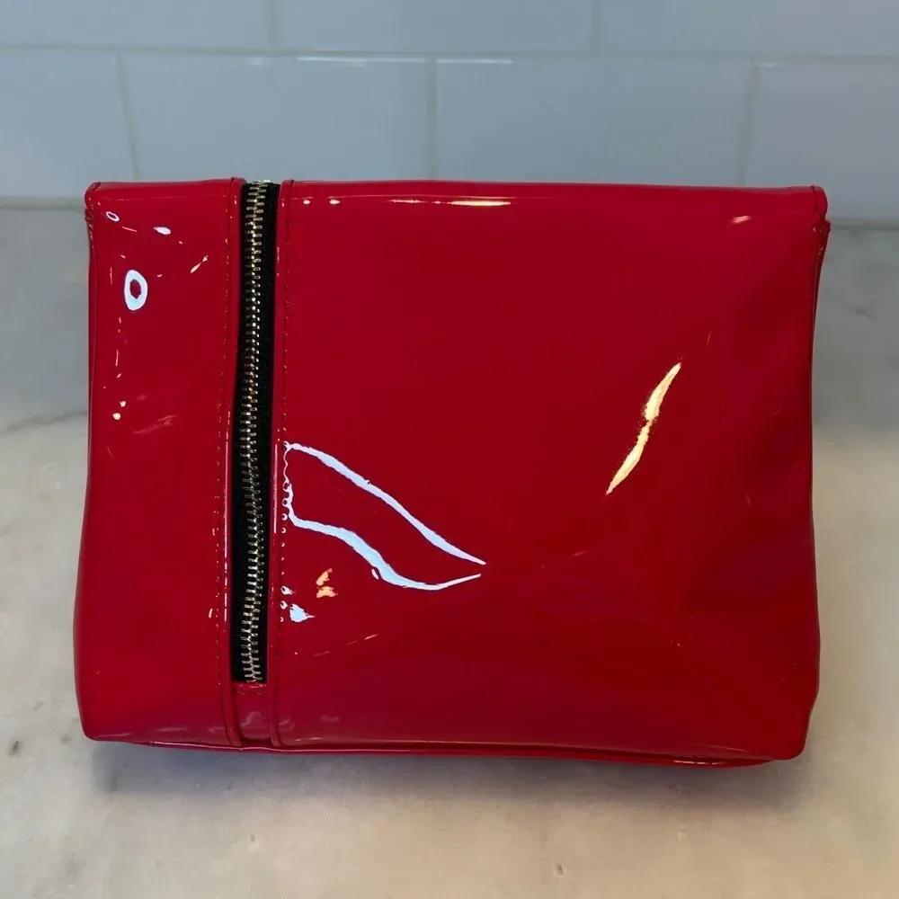 Yves Saint Laurent Purse Vibrant Red Patent Leather Clutch Cosmetic Bag NWT - Picture 7 of 15
